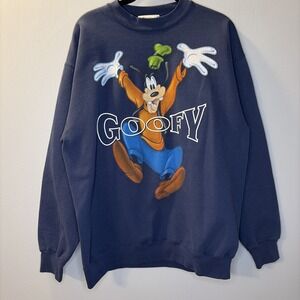 VTG Disneyland Disney Goofy Sweatshirt Crewneck Adult Blue Sz M USA Made